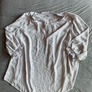 Carolina Belle Women's 3X Ruffled Neck Floral Print Long Sleeve Blouse Plus Size